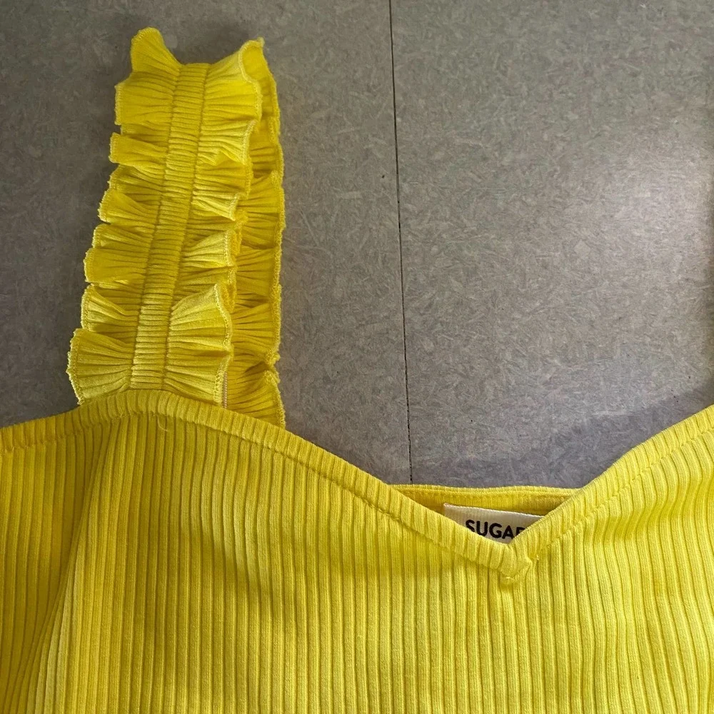 NEW Sugarlips High Roller Ruffle Strap Coastal Granola Rib Knit Tank - Picture 4 of 7